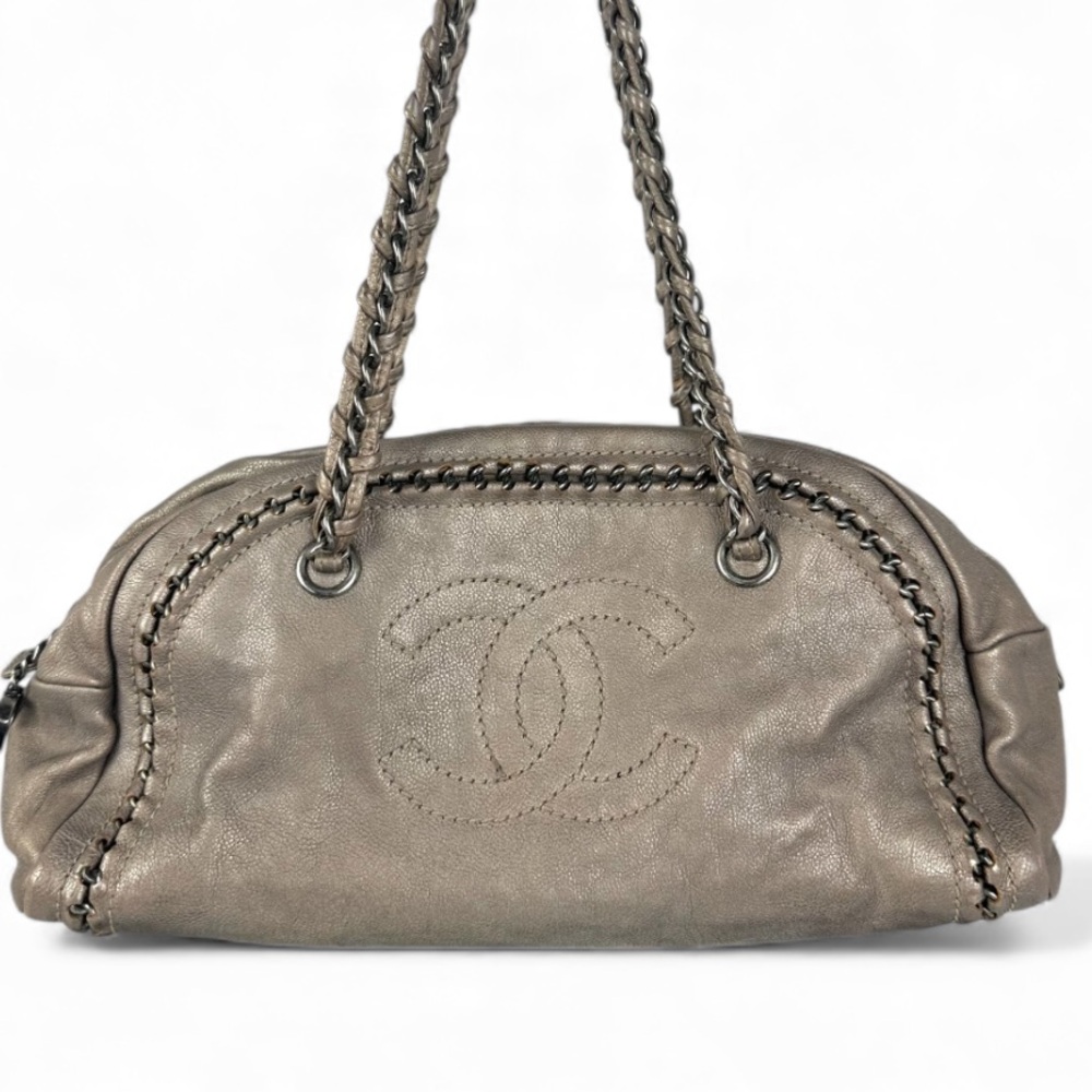 CHANEL Shoulder Bag in Metallic Taupe